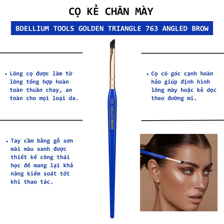 Cọ Phẩy Sợi Lông Mày Bdellium Tools Golden Triangle B763 Angled Brow